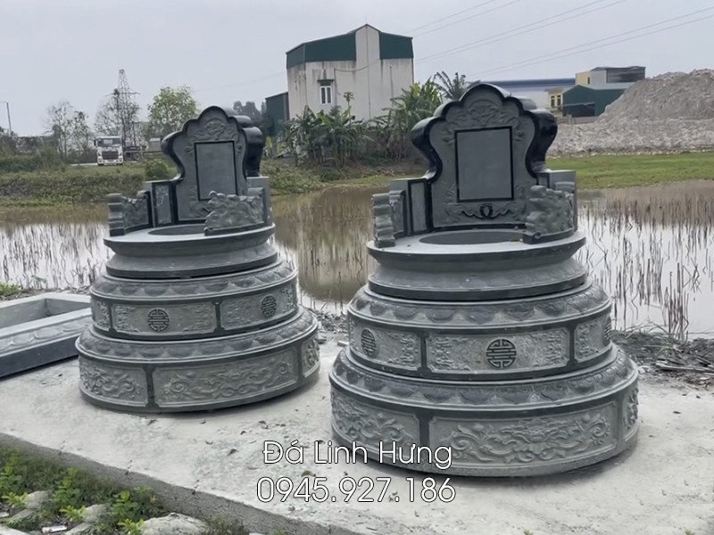Mẫu Mộ đá tròn 3 cấp - Mộ đá đẹp Ninh Bình #modatron 3 Mộ tròn 3 cấp - Mộ đá xanh rêu Ninh Bình