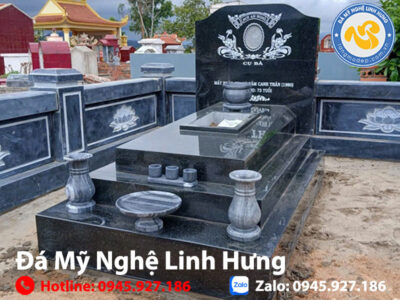 mộ đá tam cấp đen granite cao cấp 2025