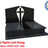 mộ đá granite đôi công giáo - biểu tượng thấp giá đối xứng