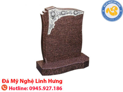 bia mộ đá hoa cương - mẫu chạm khắc hoa hồng nổi