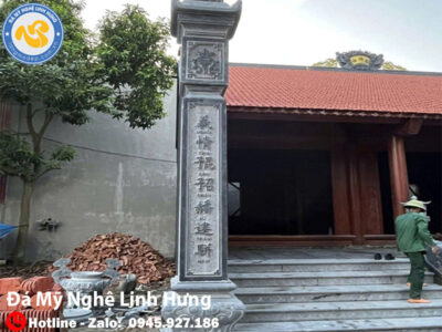 cột đá trụ biểu nhà thờ họ - mẫu đá xanh ninh bình truyền thống