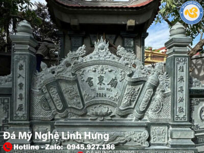cuốn thư đá chạm rồng chầu hoa sen - cuốn thư đá nhà thờ họ