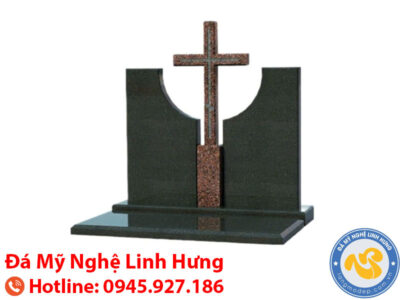 mộ đá đơn công giáo có thập tự giá - mộ đá granite cao cấp hiện đại