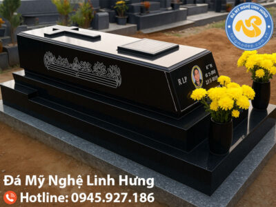 mộ đá đơn công giáo hiện đại - mộ ốp đá granite cao cấp