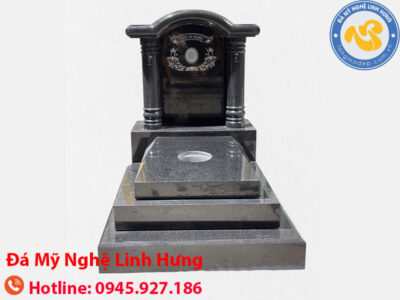 mộ đá đơn granite hậu bành hiện đại - mộ đá xanh nguyên khối