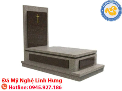 mộ đá granite đơn công giáo cao cấp - mẫu bia đứng thánh giá