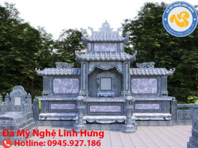 ăng thờ đá nguyên khối nghệ thuật - mẫu mái đao cong huyền bí