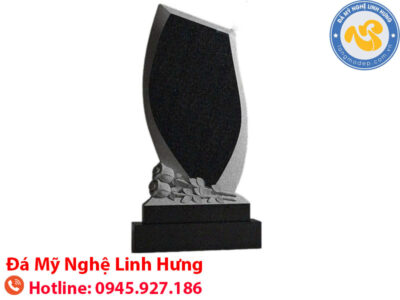bia mộ đá granite hiện đại - mộ đá hình cánh chạm hoa hồng