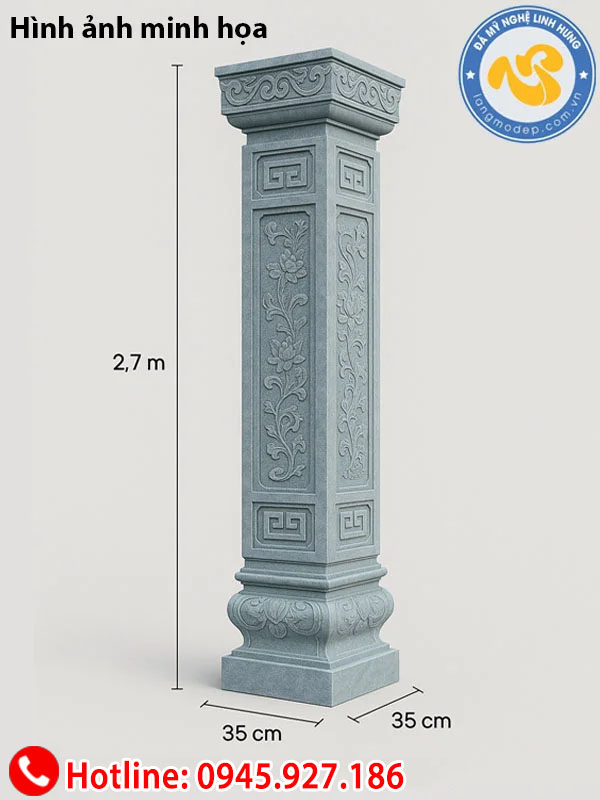 cột đá đồng trụ nhà thờ họ - mẫu cột đá tứ quý