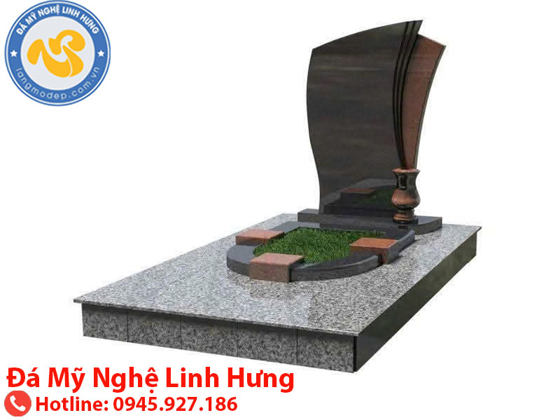 mộ đá granite không mái- mẫu mộ tiểu cảnh hiện đại 