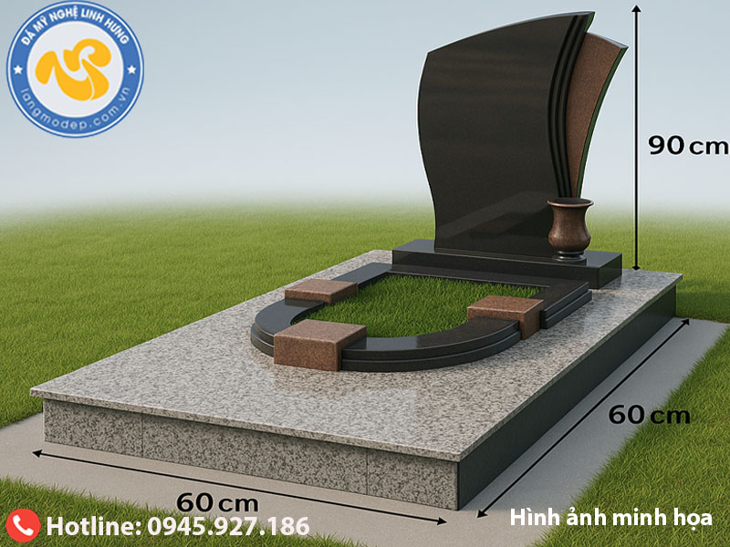 mộ đá granite không mái- mẫu mộ tiểu cảnh hiện đại 