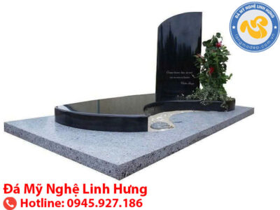 mộ đá granite đen bóng - mẫu mộ đá đơn hiện đại