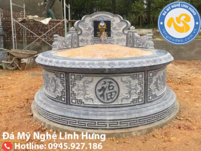 mộ đá tròn nguyên khối - mẫu mộ tròn không mái