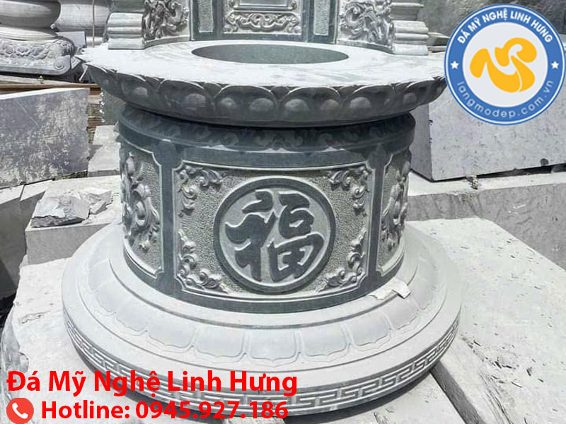 mộ tròn đá trắng nguyên khối - mẫu mộ đá hiện đại