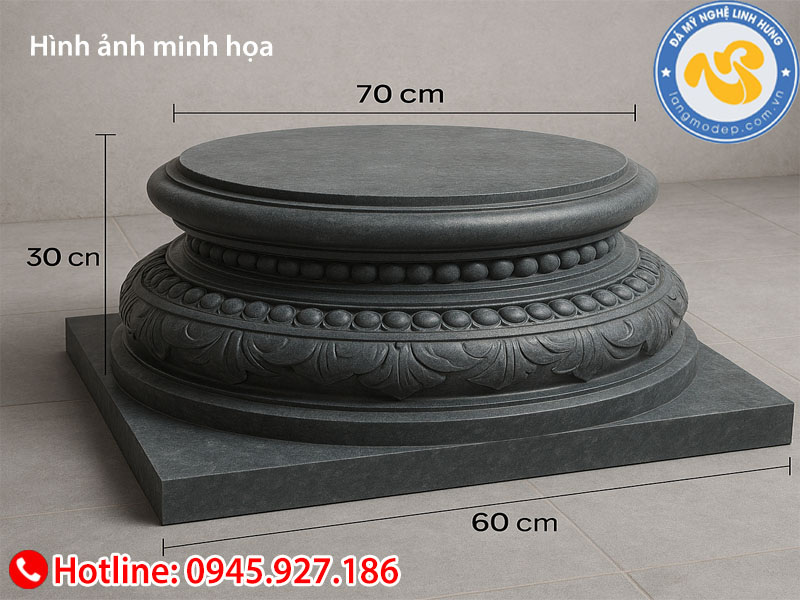 chân tảng đá xanh đen nguyên khối - mẫu chân tảng kê cột