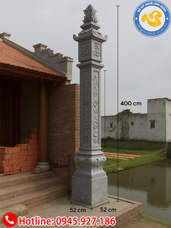 cột đồng trụ đá vuông nguyên khối - mẫu cột đá nhà thờ