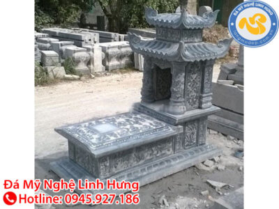 mộ đá hai mái đao chạm khắc hoa văn đá xanh thanh hóa