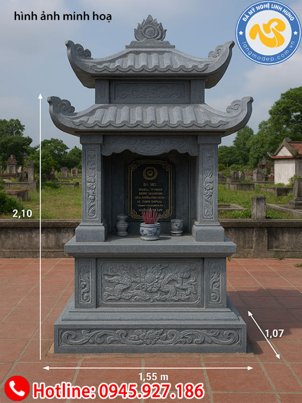 mộ đá hai mái đao chạm khắc hoa văn đá xanh thanh hóa