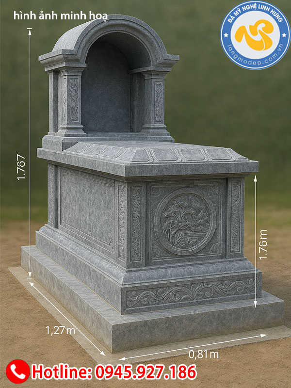 mộ đá một mái hình chữ nhật - mẫu mộ đá đơn