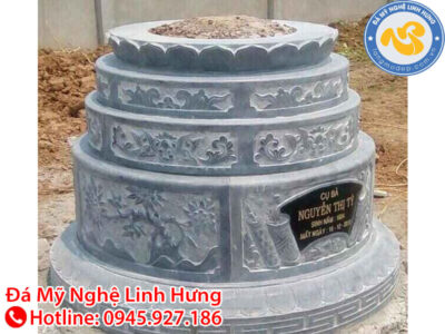 mộ đá tròn ba tầng nguyên khối - mẫu mộ tròn lỗ thông thiên