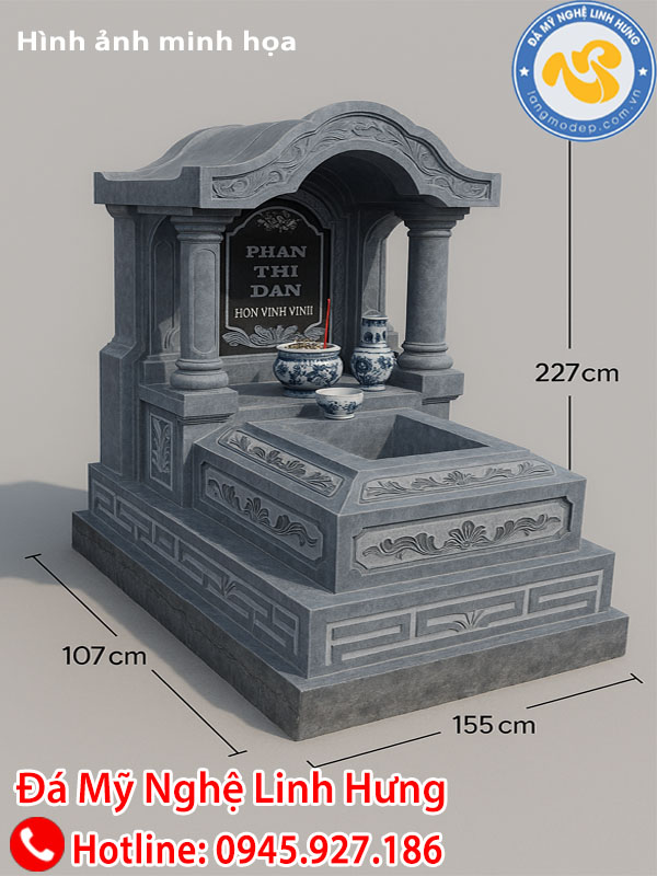 mộ đá xanh một mái - mẫu mộ đá mái vòm truyền thống